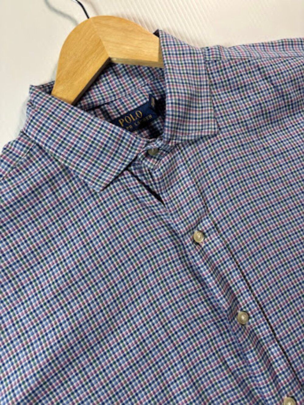 Polo Ralph Lauren Shirt XLT Tall Plaid Pastel Button Down Long Sleeve Blue